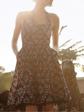 Anthropologie Edmé & Esyllte Primula Vintage Silhouette Halter Dress Size 0